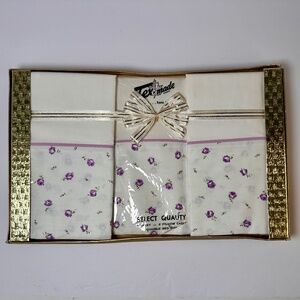 Vintage Tex-Made Sheet Set – Double Bed – Purple Rose Floral – Made in Canada